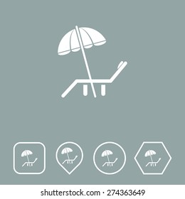Parasol & Beach Chair Icon on Flat UI Colors with Different Shapes. Eps-10.