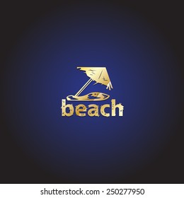 Parasol Beach - Isolated On Blue Background - Vector Illustration, Graphic Design, Editable For Your Design 