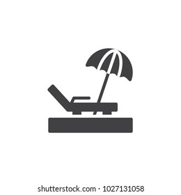 Parasol beach vector icon. filled flat sign for mobile concept and web design. Chaise longue simple solid icon. Symbol, logo illustration. Pixel perfect vector graphics