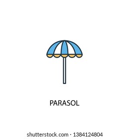 parasol concept 2 colored line icon. Simple yellow and blue element illustration. parasol concept outline symbol design