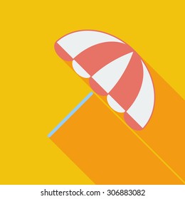 Parasol icon. Flat vector related icon with long shadow for web and mobile applications. It can be used as - logo, pictogram, icon, infographic element. Vector Illustration.