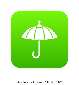 Parasol icon green vector isolated on white background