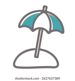 Ilustração do ícone do Parasol representando férias e viagens