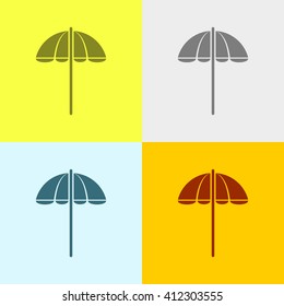 Parasol Icon on Four Different Backgrounds. Eps-10.
