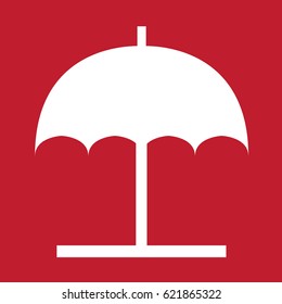 Parasol icon on red background