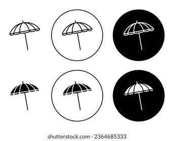 conjunto de iconos parasol en un estilo relleno y delineado negro. adecuado para diseños de interfaz de usuario