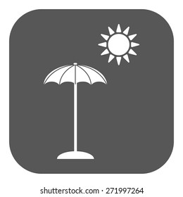 The parasol icon. Vacation symbol. Flat Vector illustration. Button