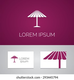 parasol logo template icon design elements with business card 
