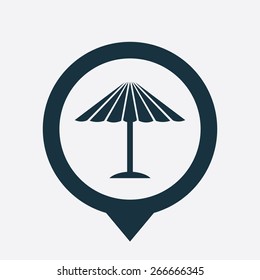 parasol mask icon map pin on white background
