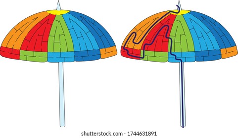 Parasollabyrinth für Kinder mit einer Lösung