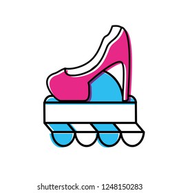 parasol store with heel shoe of female