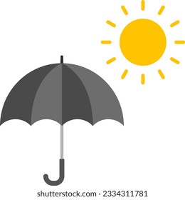 Parasol and the Sun isolated vector illustration.