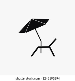 parasol sunbed icon vector on white background.Vector illustration.