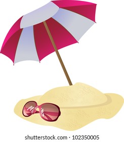 Parasol and sunglasses