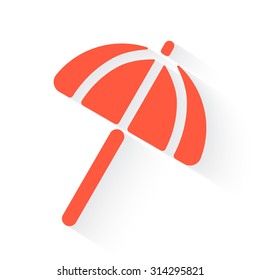 Parasol symbol in orange with drop shadow on white