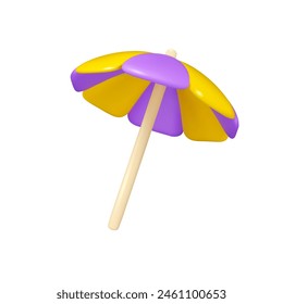 Parasol vector 3d icon. Beach umbrella cute illustration isolated on white background. Summertime concept