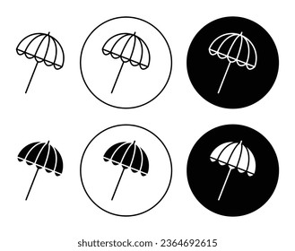 Parasol Vektorsymbol in schwarzer Farbe gesetzt. Geeignet für Apps und Website-UI-Designs