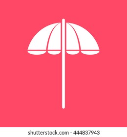 Parasol white icon on magenta color background. Eps-10.