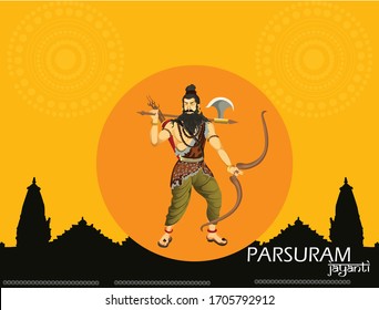 Parasuram Jayanti is celebrated to festival for Hindu celebration background with in hindi font bhagwan parshuram.