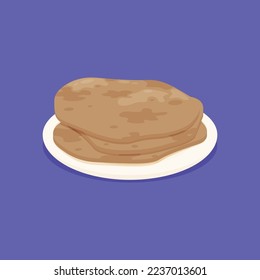 Paratha India Food. Design with cartoon. Vector design illustration.