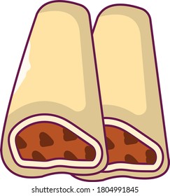 Paratha Roll Vector Flat Color Icon