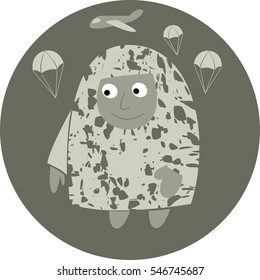 Paratrooper comic. Flat avatar icon.