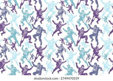 Paratrooper freefall seamless pattern design