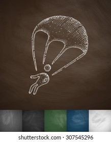 paratrooper icon. Hand drawn vector illustration. Chalkboard Design