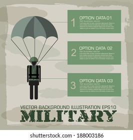 paratrooper military infographics background. Vector illustration 