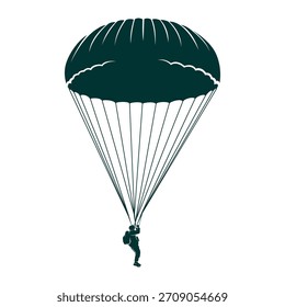 Paratrooper Silhouette Logo design Vector