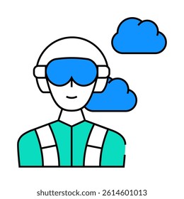 paratrooper worker line icon vector. paratrooper worker sign. isolated symbol illustration