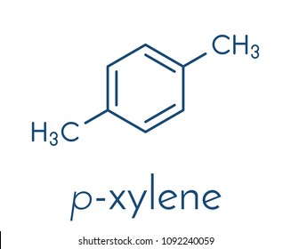 Para-xylene (p-xylene) aromatic hydrocarbon molecule. Skeletal formula.