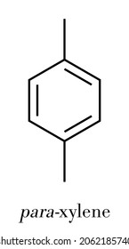 Para-xylene (p-xylene) aromatic hydrocarbon molecule. Skeletal formula.