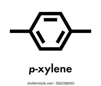 Para-xylene (p-xylene) aromatic hydrocarbon molecule. Skeletal formula.