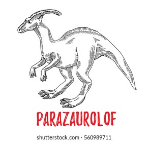 parazaurolof Dinosaur. Isolated vector illustration.
