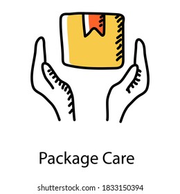 Parar dentro de las manos diseño de doodle del icono de cuidado de arcel