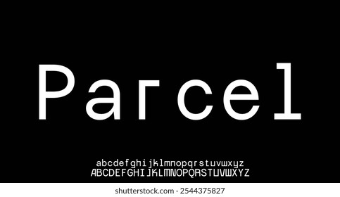 Parcel, Abstract minimal modern alphabet fonts. Typography technology vector illustration
