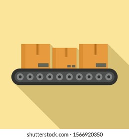 Parcel assembly line icon. Flat illustration of parcel assembly line vector icon for web design