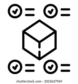 Parcel box approved icon outline vector. Featured product. Data survey