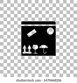 Parcel Box. Black flat icon on a transparent background. Pictogram for your project