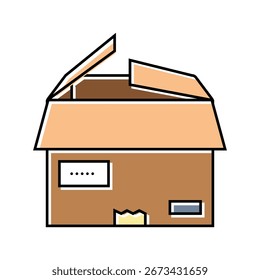 caixa de pacote de papelão ícone de cor vetor. caixa de pacote de papelão sinal de embalagem. símbolo isolado ilustração