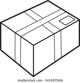 parcel box / cartoon vector and illustration, black and white style, isolated on white background
