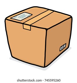 parcel box / cartoon vector and illustration, hand drawn style, isolated on white background.