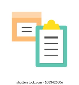 Parcel box and clipboard, Flat icon delivery shopping and logistic concept