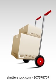 Parcel Box Delivery On Hand Truck