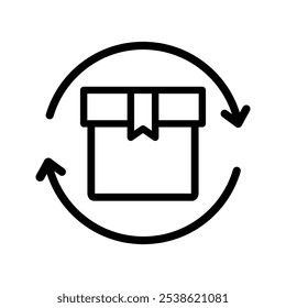 Parcel box delivery return icon. Transportation, logistics, shipment, express service, package, courier concepts. Flat vector design isolated illustration.