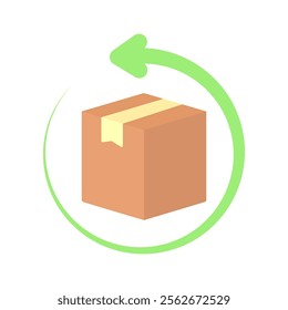 Parcel box delivery return icon. Transportation, logistics, shipment, express service, package, courier concepts. Flat vector design isolated illustration.