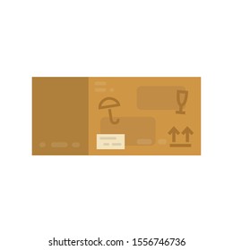 Parcel box in flat style. Illustration with package box icon with an umbrella and a glass signs on white background for motion design, UI, computer game, animation and clothing design. View 3/4.