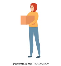 Parcel box housewife icon cartoon vector. Mother household. House clean