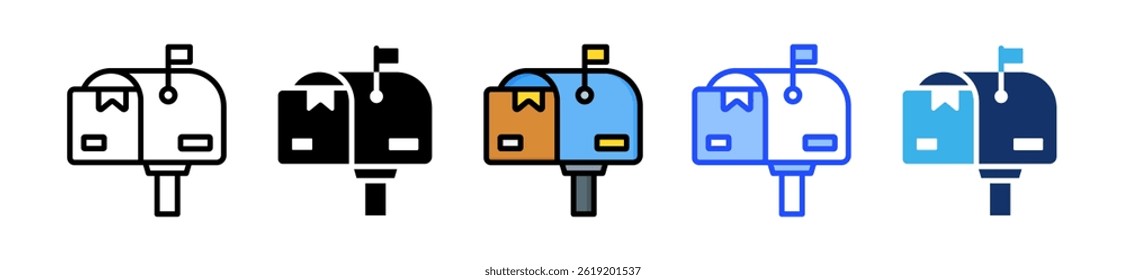 Parcel Box Icon Collection With Multiple Styles